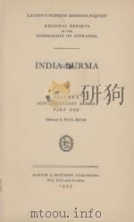 INDIA BURMA VOLUME I WUPPLEMENTARY SERIES PART ONE 1933 PDF电子版封面