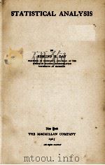 STATISTICAL ANALYSIS 1925 PDF电子版封面 EDMUND E. DAY