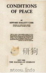 CONDICOES DE PAZ PDF电子版封面 E. H. CARR
