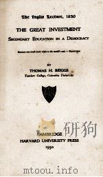 THE GREAT INVESTMENT SECONDARY EDUCATION IN A DEMOCRACY（1930 PDF版）
