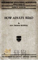 HOW ADULTS READ 1937 PDF电子版封面
