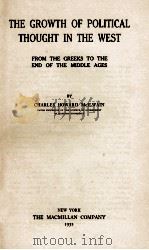 THE GROWTH OF POLITICAL THOUGHT IN THE WEST（1932 PDF版）