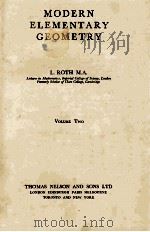 MODERN ELEMENTARY GEOMETRY VOLUME TWO PDF电子版封面 L. ROTH M.A.