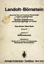 LANDOLT-BORNSTEIN GROUPPE III:CRYSTAL AND SOLID STATE PHYSICS VOLUME 17 SEMICONDUCTORS（1982 PDF版）