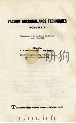 VACUUM MICROBALANCE TECHNIQUES VOLUME 7（1970 PDF版）