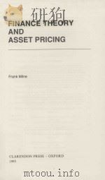 FINANCE THEORY AND ASSET PRICING PDF电子版封面