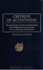 CRITIQUE OF ACCOUNTING PDF电子版封面