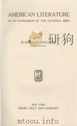 AMERICAN LITERATURE AS AN EXPRESSION OF THE NATIONAL MIND（1931 PDF版）