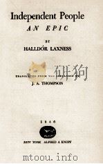 INDEPENDENT PEOPLE AN EPIC 1946 PDF电子版封面