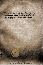 THE LAST DAYS OF THE THIRD REICH PDF电子版封面 WILLIAM L. SHIRER