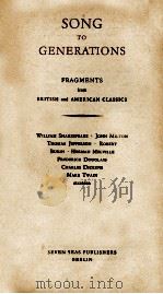 SONG TO GENERATIONS 1961 PDF电子版封面