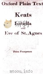 KEATS'S ISABELLA AND THE EVE OF ST. AGNES PDF电子版封面