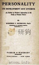 PERSONALITY: ITS DEVELOPMENT AND HYGIENE 1937 PDF电子版封面