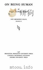 ON BEING HUMAN VOLUME III 1936 PDF电子版封面