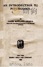 AN INTRODUCTION TO PSYCHOLGY（1920 PDF版）