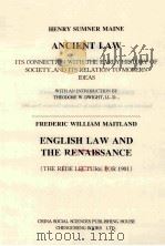 ENGLISH LAW AND THE RENAISSANCE THE REDE LECTURE FOR 1901 PDF电子版封面