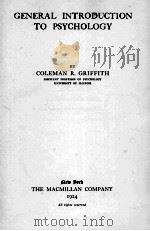 GENERAL INTRODUCTION TO PSYCHOLOGY（1924 PDF版）