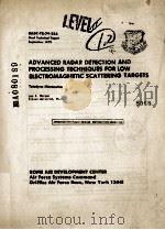 ADVANCED RADAR DETECTION AND PROCESSING TECHNIQUES FOR LOW ELECTROMAGNETIC SCATTERING TARGETS PDF电子版封面