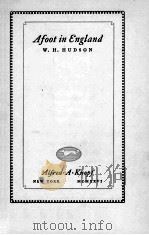 AFOOT IN ENGLAND（1922 PDF版）