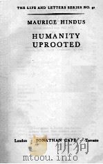 HUMANITY UPROOTED 1932 PDF电子版封面