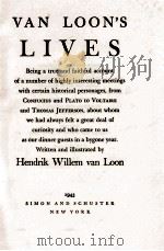 VAN LOON'S LIVES 1943 PDF电子版封面
