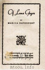 OF LENA GEYER 1936 PDF电子版封面