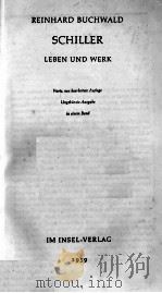 REINHARD BUCHWALD: SCHILLER 1959 PDF电子版封面