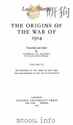 THE ORIGINS OF THE WAR OF 1914 VOLUME III 1957 PDF电子版封面