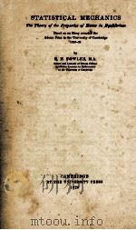 STATISTICAL MECHANICS（1929 PDF版）