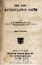 THE NEW MATRICULATION SOUND 1921 PDF电子版封面