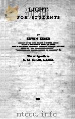 LIGHT FOR STUDENTS 1931 PDF电子版封面