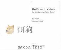 ROLES AND VALUES AN INTRODUCTION TO SOCIAL ETHICS PDF电子版封面