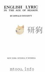 ENGLISH LYRIC IN THE AGE OF REASON 1922 PDF电子版封面