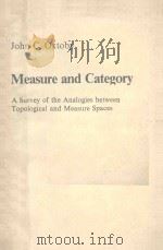 MEASURE AND CATEGORY SECOND EDITION 1971 PDF电子版封面 0387905081