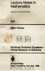 LECTURE NOTES IN MATHEMATICS 841: NONLINEAR EVOLUTION EQUATONS-GLOBAL BEHAVIOR OF SOLUTIONS 1980 PDF电子版封面 3540105638;0387105638
