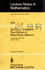 LECTURE NOTES IN MATHEMATICS 924: SEMINAIRE D'ALGEBRE PAUL DUBREIL ET MARIE-PAULE MALLIAVIN   1982  PDF电子版封面  3540114963;0387114963   