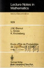 LECTURE NOTES IN MATHEMATICS 929: ECOLE D'ETE DE PROBABILITES DE SAINT-FLOUR X - 1980 1982 PDF电子版封面 3540115471;0387115471