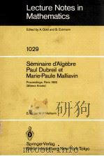 LECTURE NOTES IN MATHEMATICS 1029: SEMINAIRE D'ALGEBRE PAUL DUBREIL ET MARIE-PAULE MALLIAVIN 1983 PDF电子版封面 3540126996;0387126996