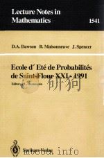ECOLE D'ETE DE PROBABILITES DE SAINT-FLOUR XXI - 1991 1993 PDF电子版封面 3540566228;0387566228