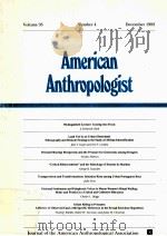 AMERICAN ANTHROPOLOGIST VOLUME 95 NUMBER 4 DECEMBER 1993 1993 PDF电子版封面