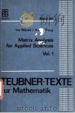 MATRIX ANALYSIS FOR APPLIED SCIENCES VOL.1（ PDF版）