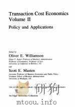 Transaction Cost Economics Volume 2 Policy and Applications PDF电子版封面 1852789522