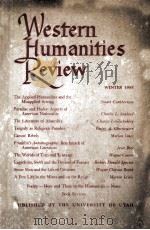 Western Humanities Review VOLUME XII NUMBER1 WINTER 1958 1958 PDF电子版封面