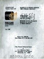 WRC RESEARCH REPORT NO.207 RELIABILITY OF RESERVOIR OPERATION UNDER HYROLOGIC UNCERTAINTY 1987 PDF电子版封面