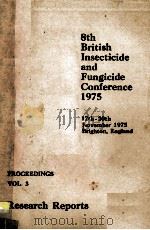 8TH BRITISH INSECTICIDE AND FUNGICIDE CONFERENCE 1975 17TH-20TH NOVEMBER 1975 BRIGHTON ENGLAND PROCE（ PDF版）