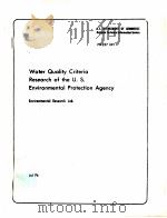 Water Quality Criteria Research of the U.S.Environmental Protection Agency 1976 PDF电子版封面