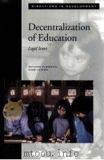 DECENTRALIZATION OF EDUCATION 1997 PDF电子版封面 9780821339336