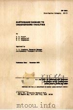 EARTHQUAKE DAMAGE TO UNDERGROUND FACILITIES 1978 PDF电子版封面
