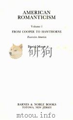 AMERICAN ROMANTICISM VOLUME 1 FROM COOPER TO HAWTHORNE 1987 PDF电子版封面 DAVID MORSE