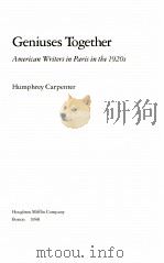 GENIUSES TOGETHER AMERICAN WRITERS IN PARIS IN THE 1920S（1987 PDF版）